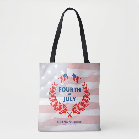 Patriottische Bedrijfsnaam Custom 4 juli Tote Bag (Voorkant)