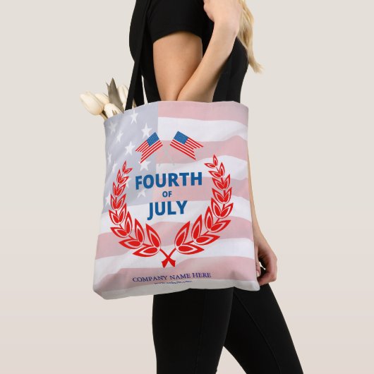 Patriottische Bedrijfsnaam Custom 4 juli Tote Bag (Dichtbij)