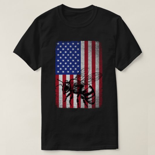 Patriottische Bee USA Amerikaanse vlag Bijenhouder T-shirt (Design voorkant)