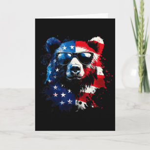 Patriottische Beer Amerikaanse Vlag Grizzly Beer 4 Kaart