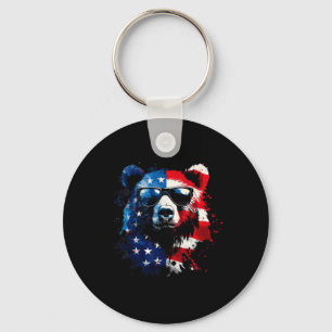 Patriottische Beer Amerikaanse Vlag Grizzly Beer 4 Sleutelhanger
