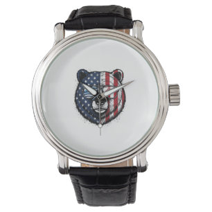 Patriottische Beer Zonnebril Vintage Vector T-shir Horloge