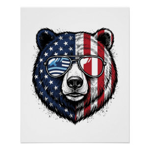 Patriottische Beer Zonnebril Vintage Vector T-shir Perfect Poster