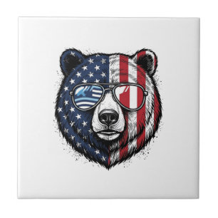 Patriottische Beer Zonnebril Vintage Vector T-shir Tegeltje