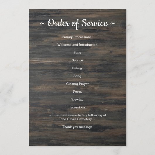 Patriottische begrafenisvolgorde van het Veteranpr Programmakaart (Achterkant)