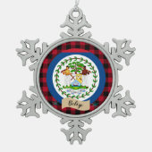 Patriottische Belize, rode buffelstaart en Belize  Tin Sneeuwvlok Ornament (Voorkant)