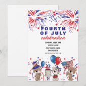 Patriottische Beren 4 juli Uitnodigingen (Voorkant / Achterkant)