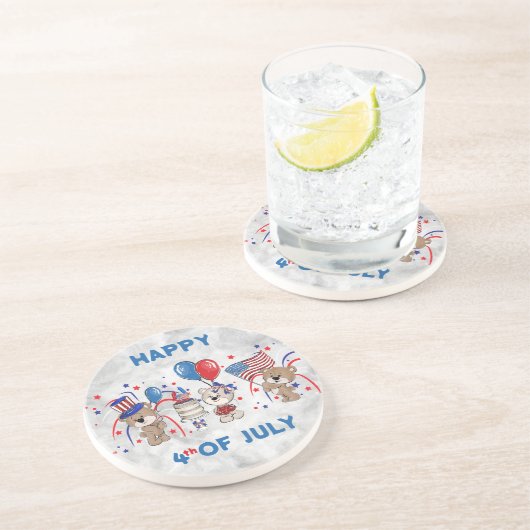 Patriottische Beren 4 juli Zandsteen Onderzetter (Zijkant)