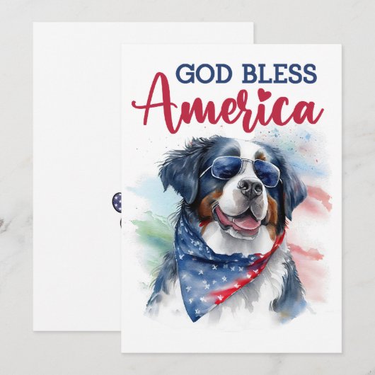 Patriottische Berner Sennenhond 4 juli Kaart (Voorkant / Achterkant)