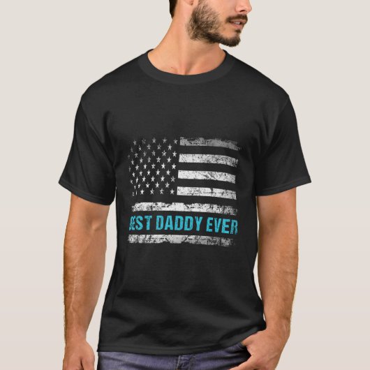 Patriottische beste papa ooit met Amerikaanse vlag T-shirt (Voorkant)