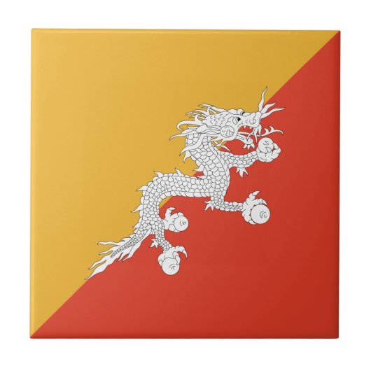 Patriottische Bhutan Flag Ceramic Tegel Tegeltje (Voorkant)