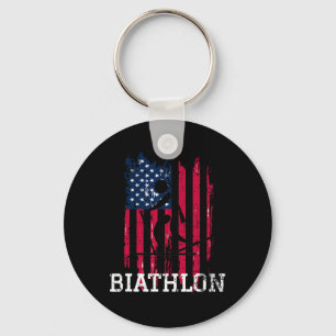 Patriottische Biathlon Atleet Verenigde Staten Vla Sleutelhanger