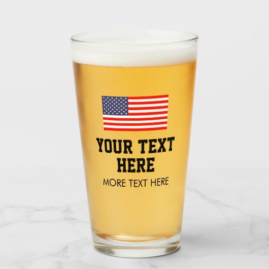 Patriottische bierbril met Amerikaanse vlag logo Glas (Voorkant gevuld)