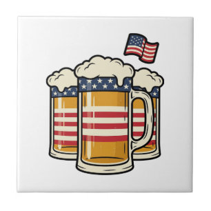 Patriottische Biermok Vintage Vector Design_1 Tegeltje