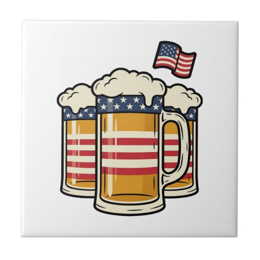 Patriottische Biermok Vintage Vector Design_1 Tegeltje (Voorkant)