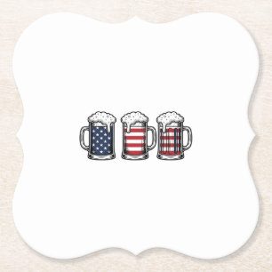 Patriottische Biermugs Vintage Vector T-shirt Ontw Kartonnen Onderzetters