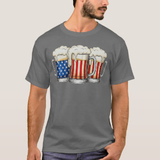 Patriottische Biervlag 4 juli Mannen Vrouwen Drink T-shirt
