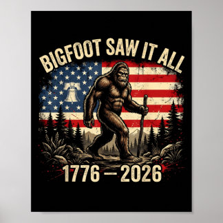 Patriottische bigfoot 1776-2026 250 jaar kleding  poster