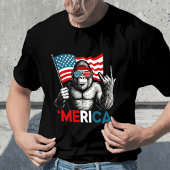 Patriottische Bigfoot Amerikaanse vlag 4 juli T-shirt