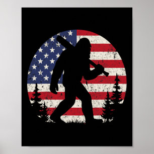 Patriottische Bigfoot-honkbal Amerikaanse Vlag 4 j Poster