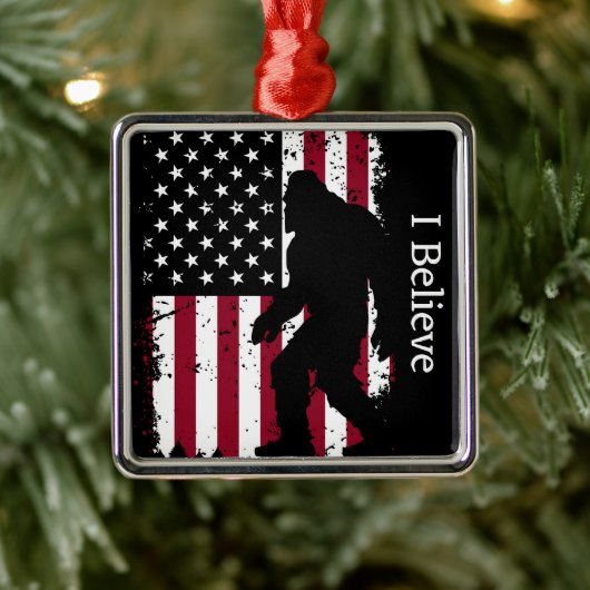 Patriottische Bigfoot Metalen Ornament (Boom)