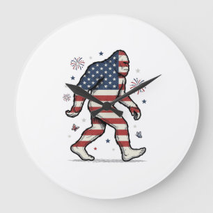 Patriottische Bigfoot Vintage Gravure Shirt Ontwer Grote Klok