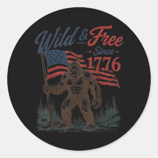 Patriottische Bigfoot Wilde en sinds 1776 4 juli Ronde Sticker