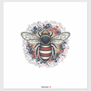 Patriottische Bij Vintage Gravure Vector Design_1 Sticker