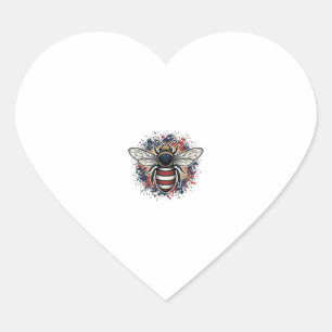 Patriottische Bij Vintage Gravure Vector Ontwerp_1 Hart Sticker