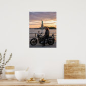 Patriottische Biker Standbeeld Liberty Sunset Wate Poster (Keuken)