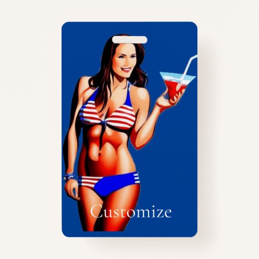 Patriottische Bikini Fitness Model Thunder_Cove Badge (Achterkant)