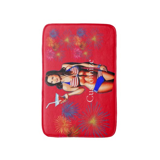Patriottische Bikini Fitness Model Thunder_Cove Badmat (Voorkant Verticaal)