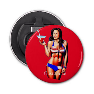 Patriottische Bikini Fitness Model Thunder_Cove Button Flesopener