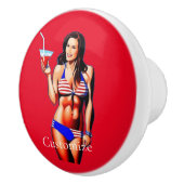 Patriottische Bikini Fitness Model Thunder_Cove Keramische Knop (Rechts)