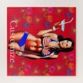 Patriottische Bikini Fitness Model Thunder_Cove Legpuzzel (Horizontaal)