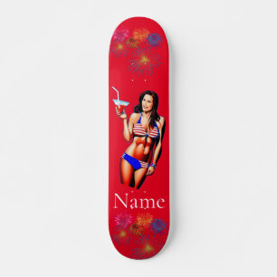 Patriottische Bikini Fitness Model Thunder_Cove Persoonlijk Skateboard