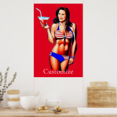Patriottische Bikini Fitness Model Thunder_Cove Poster (Keuken)
