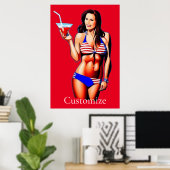 Patriottische Bikini Fitness Model Thunder_Cove Poster (Thuiskantoor)