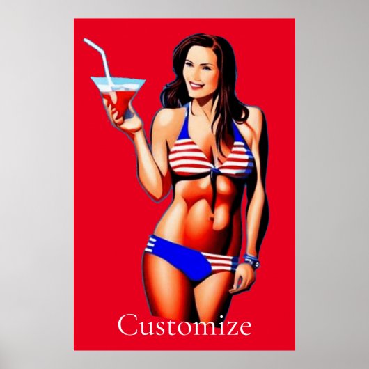 Patriottische Bikini Fitness Model Thunder_Cove Poster (Voorkant)