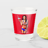Patriottische Bikini Fitness Model Thunder_Cove Shot Glas (Voorkant)