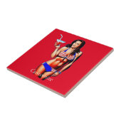 Patriottische Bikini Fitness Model Thunder_Cove Tegeltje (Zijkant)