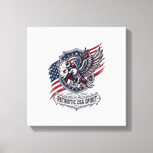 Patriottische Bizon Adelaar Wapenschild Dier Hybri Canvas Afdruk