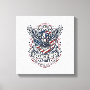Patriottische Bizon Adelaar Wapenschild Dier Hybri Canvas Afdruk