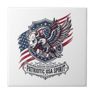 Patriottische Bizon Adelaar Wapenschild Dier Hybri Tegeltje