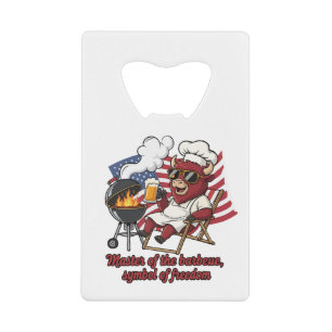 Patriottische Bizon BBQ Master USA Vlag Creditkaart Flessenopener