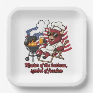 Patriottische Bizon BBQ Master USA Vlag Papieren Bordje