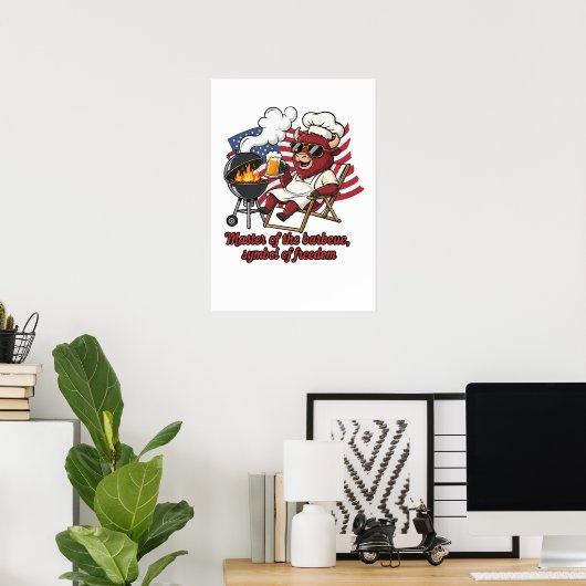 Patriottische Bizon BBQ Master USA Vlag Poster (Thuiskantoor)