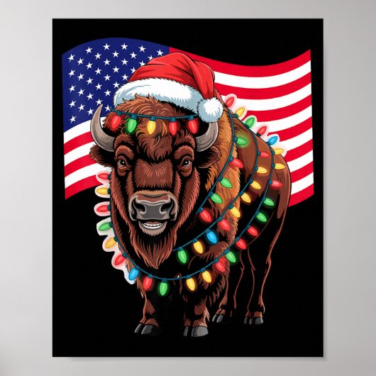 Patriottische Bizon Buffalo Kerstmis Verenigde Sta Poster (Voorkant)