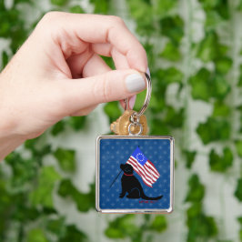 Patriottische Black Lab Amerikaanse Vlag Sleutelha Sleutelhanger
