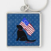 Patriottische Black Lab Amerikaanse Vlag Sleutelha Sleutelhanger (Voorkant)